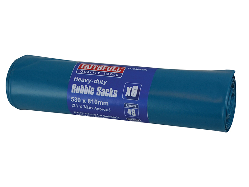 FAIBAGRS6H - Blue Heavy-Duty Rubble Sacks (Roll 6)