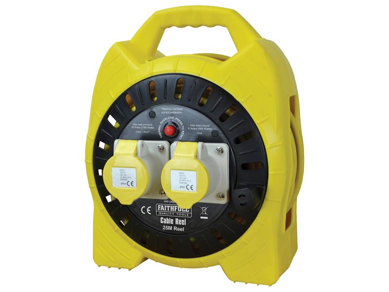 FPPCR25MSEL - Semi-Enclosed Cable Reel 110V 16A 2-Socket 25m (1.5mm Cable)