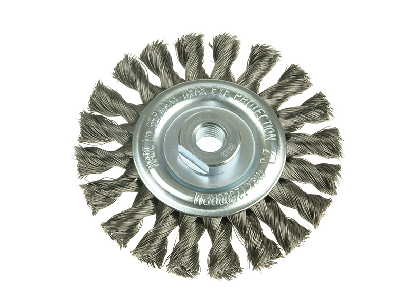 LES472217 - Knot Wheel Brush 115 x 14mm M14 Bore 0.50 Steel Wire