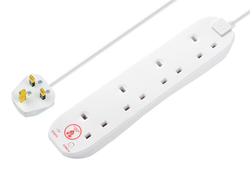 MSTSRG4210 - Extension Lead 240V 4-Gang 13A White Surge Protected 2m