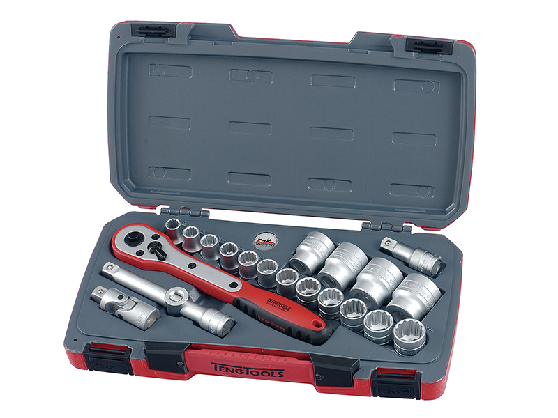 TENT1221 - T1221 Socket Set of 21 Metric 1/2in Drive