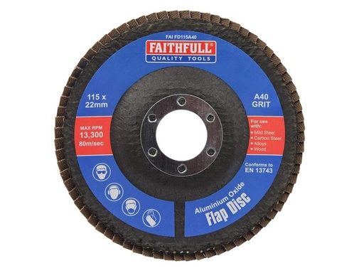 [HIS-171478] FAIFD115A40 - Aluminium Oxide Flap Disc 115x22mm 40 Grit