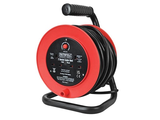 [HIS-175966] FPPCR15 - Open Drum Cable Reel 240V 13A 2-Socket 15m