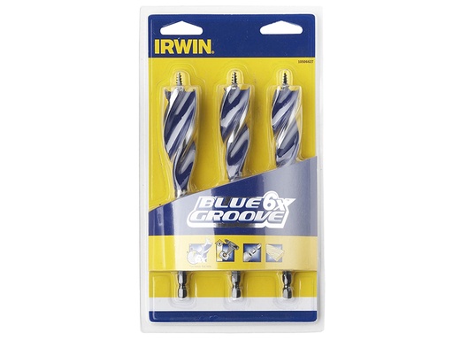 [HIS-179627] IRW10506627 - Blue Groove 6X Wood Drill Bit Set 3 Piece 20-25mm