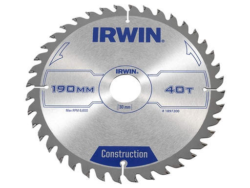[HIS-179700] IRW1897200 - Construction Circular Saw Blade 190 x 30mm x 40T ATB