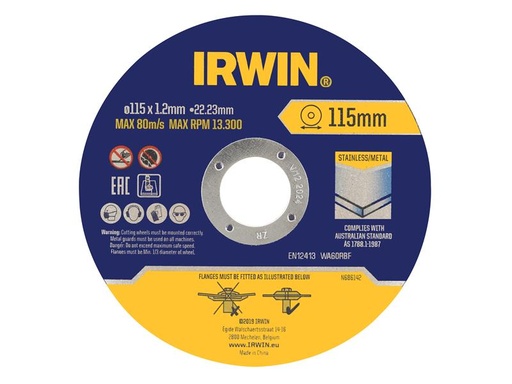 [HIS-179906] IRWIW8082105 - Metal Cutting Disc 115x1.2x22.2mm Tin of 10