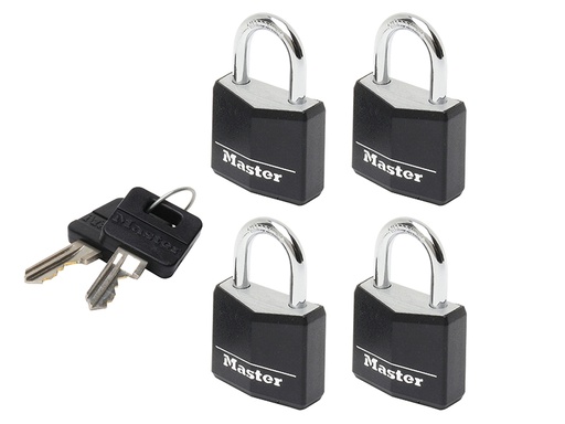 [HIS-182586] MLK9120QBLK - Aluminium Black Vinyl Cover 20mm Padlock 3-Pin - Keyed Alike x 4
