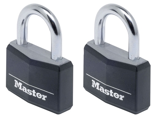 [HIS-182597] MLK9140TBLK - Aluminium Black Vinyl Cover 40mm Padlock 4-Pin - Keyed Alike x 2