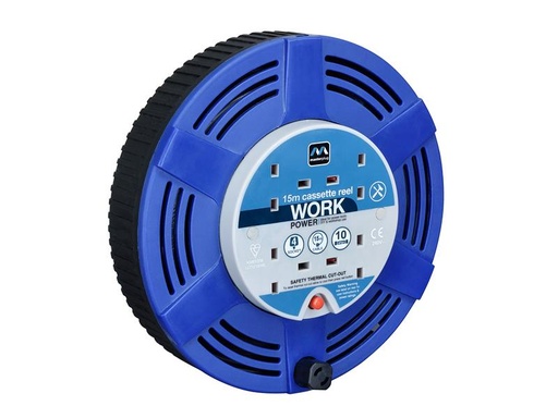 [HIS-183085] MSTLCT15104R - Cassette Cable Reel 240V 10A 4-Socket Thermal Cut-Out Blue 15m