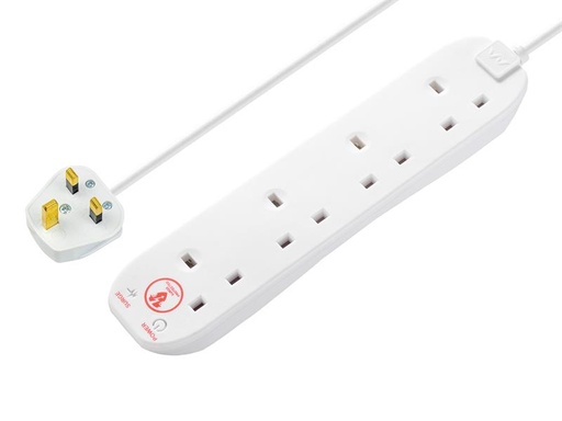 [HIS-183096] MSTSRG4210 - Extension Lead 240V 4-Gang 13A White Surge Protected 2m