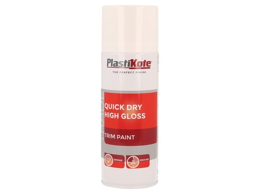 [HIS-184306] PKT71007 - Trade Quick Dry Trim Spray Paint High Gloss White 400ml