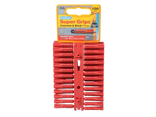 [HIS-184410] PLASRP502 - SRP 502 Solid Wall Super Grips Fixings Red (100)