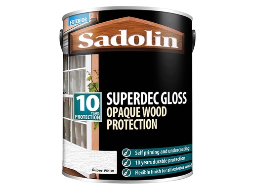 [HIS-187775] SAD5028852 - Superdec Opaque Wood Protection Super White Gloss 5 litre