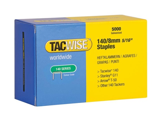 [HIS-190466] TAC0341 - 140 Galvanised Staples 8mm (Pack 5000)