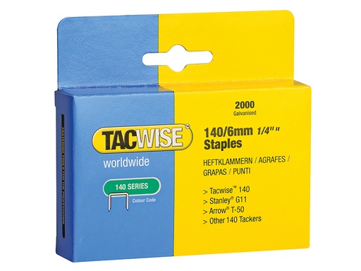 [HIS-190469] TAC0345 - 140 Heavy-Duty Staples 6mm (Type T50 G) (Pack 2000)
