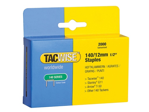 [HIS-190472] TAC0348 - 140 Heavy-Duty Staples 12mm (Type T50 G) (Pack 2000)