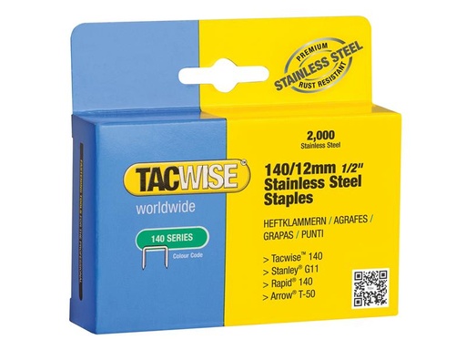 [HIS-190506] TAC1220 - 140 Stainless Steel Staples 12mm (Pack 2000)