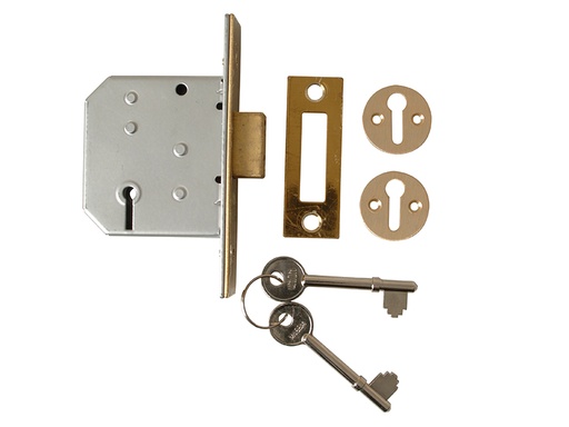 [HIS-191830] UNNY2177PL25 - 2177 3 Lever Mortice Deadlock Polished Brass 65mm 2.5in Visi