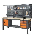 Beta Tools Workshop C58BC-W2,1 4CA_O+SVR Work bench, 2.1 m long, with wood top, 4 drawers and door module (1).webp