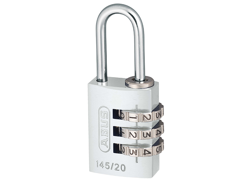 ABU14520SIL - 145/20 20mm Aluminium Combination Padlock Silver 46574