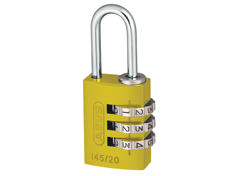 ABU14520YEL - 145/20 20mm Aluminium Combination Padlock Yellow 46572