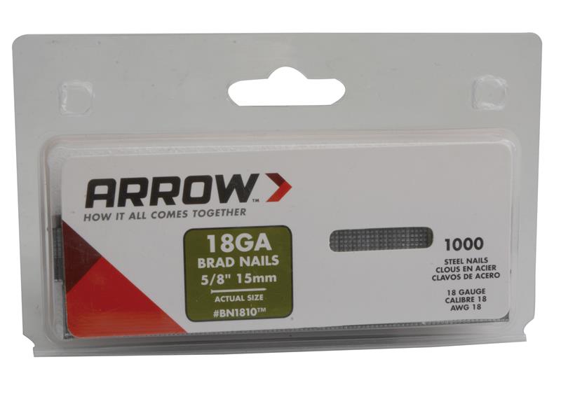 ARRBN1810 - BN1810 Brad Nails 15mm Pack 1000