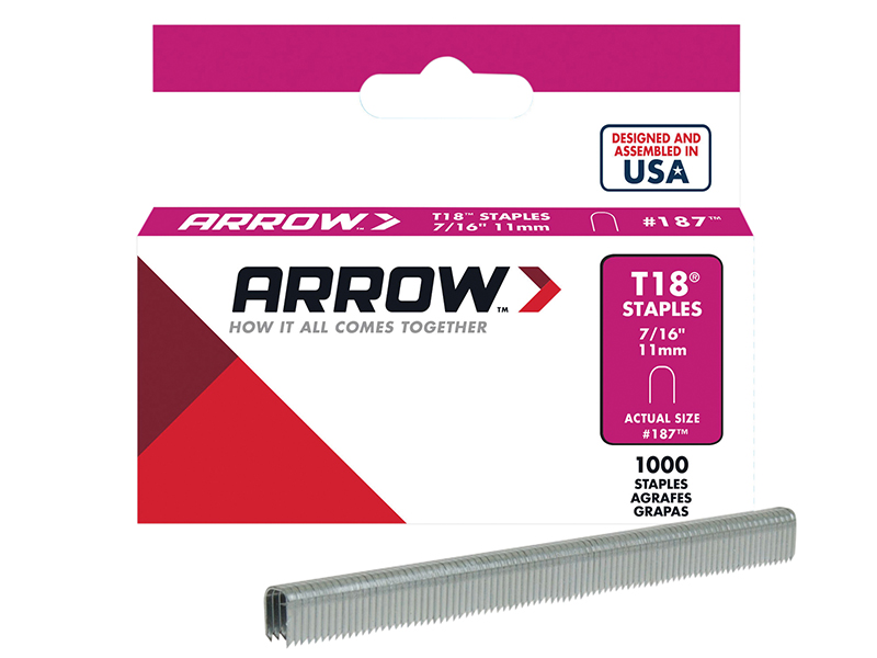 T18 Staples 11mm (7/16in) Box 1000