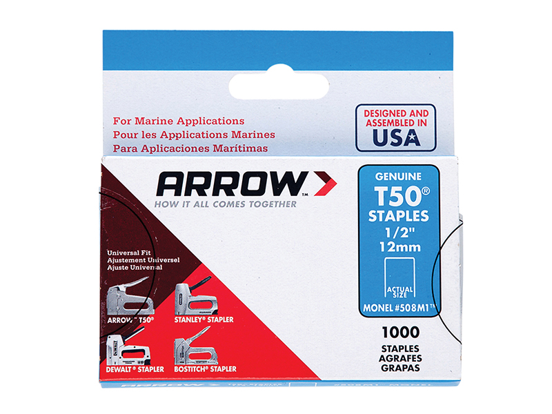 T50M 508m Monel Staples 12mm (1/2in) Box 1000
