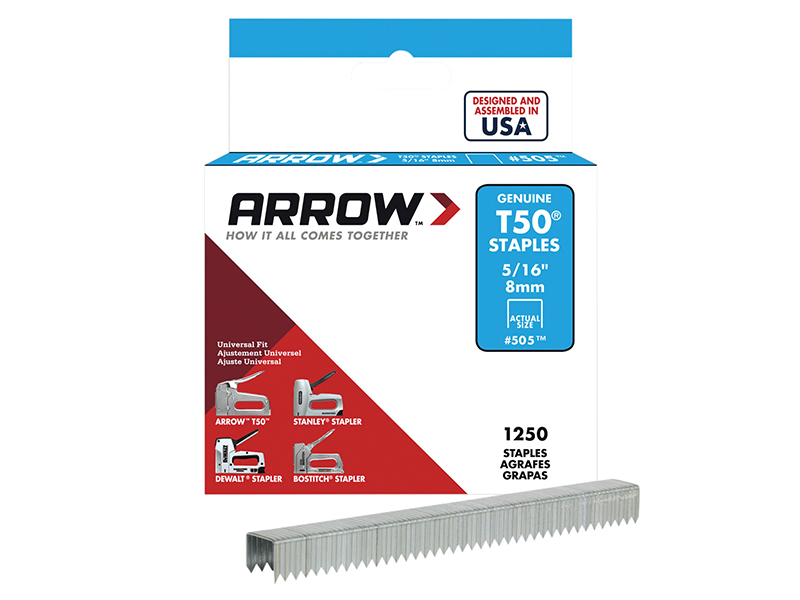 T50 Staples 8mm (5/16in) Box 1250
