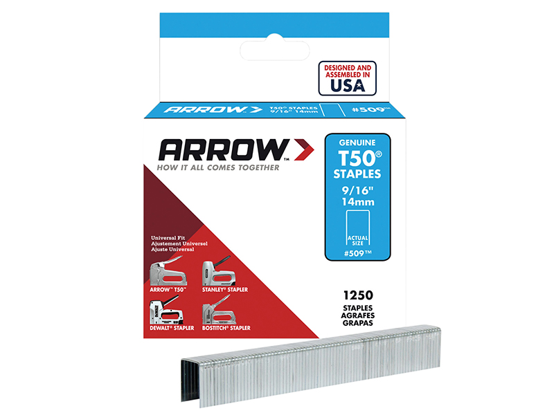 T50 Staples 14mm (9/16in) Box 1250