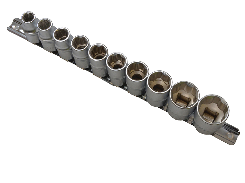 Sockets On Rail Set of 10 Metric 1/2in Drive