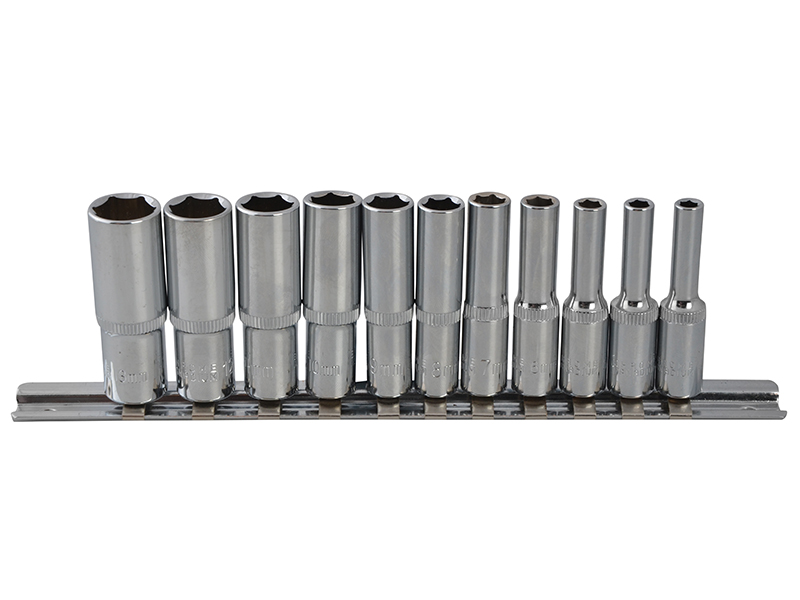 Deep Socket Set of 11 Metric 1/4in Square Drive