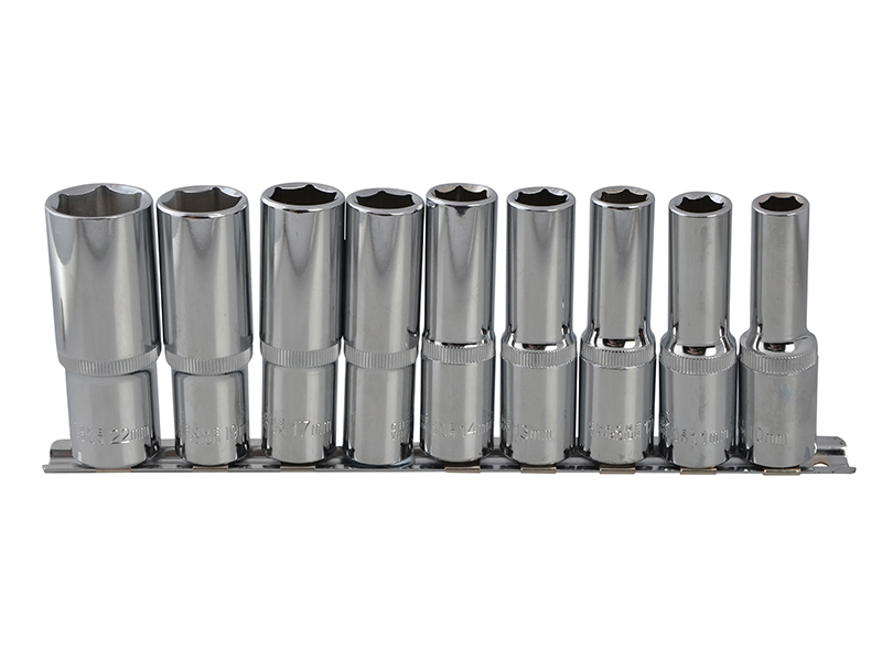Deep Socket Set of 9 Metric 1/2in Square Drive
