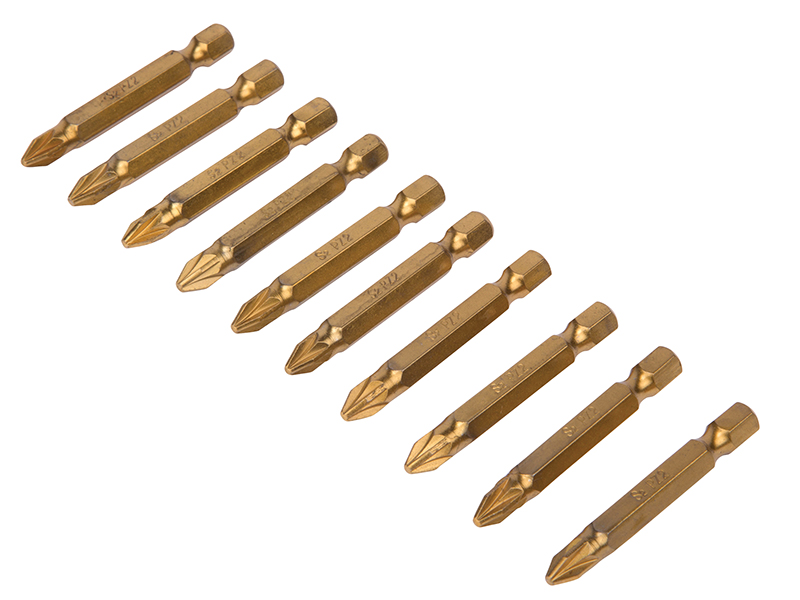 B/S14105 - Titanium Coated Screwdriver Bits PZ2 x 50mm (Pack 10)