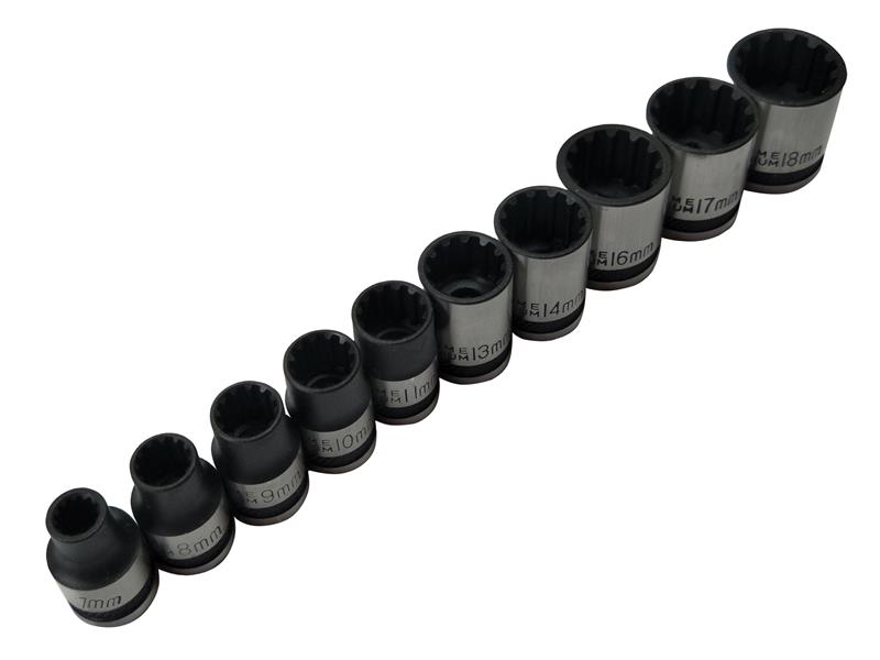 3/8in Drive Spline Socket Set Metric 10 Piece
