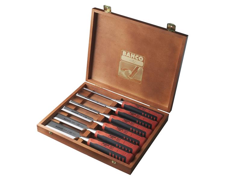424P-S6 Bevel Edge Chisel Set in Wooden Box 6 Piece