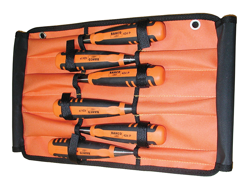 424-P Bevel Edge Chisel Set in Roll 6 Piece