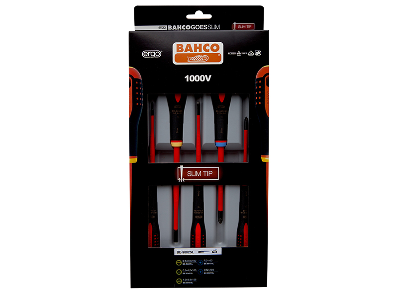 SLIM ERGO Insulated Screwdriver SL/PZ Set 5 Piece