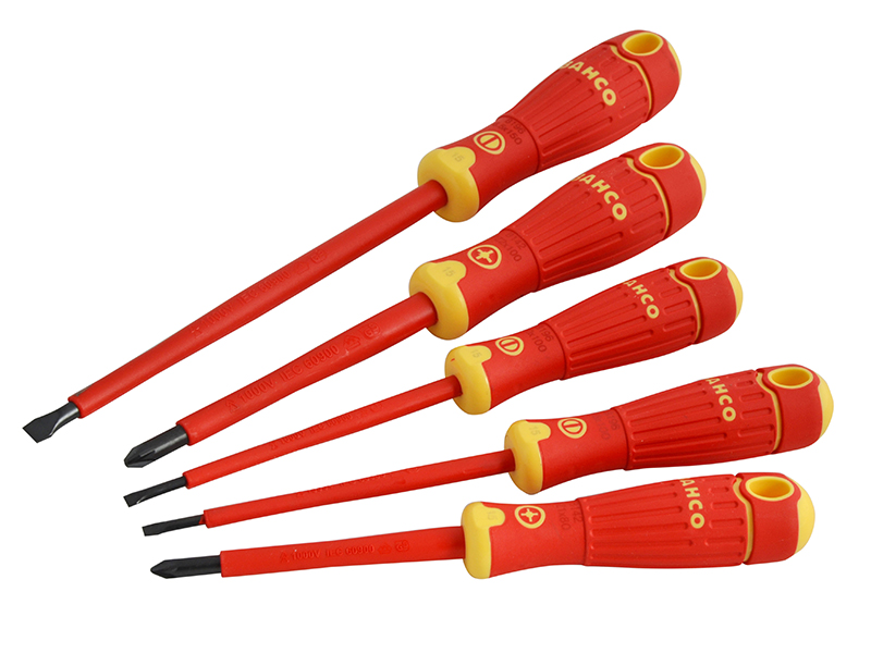 BAHCOFIT Insulated Screwdriver Set 5 Piece SL/PZ