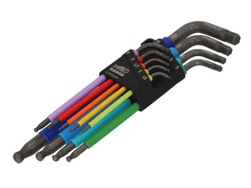 C1997LM/9P Metric Long Ball End Coloured Hex L-Key Set 9 Piece