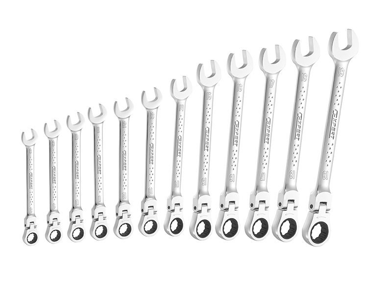Flexible Head Ratchet Spanner Set 12 Piece