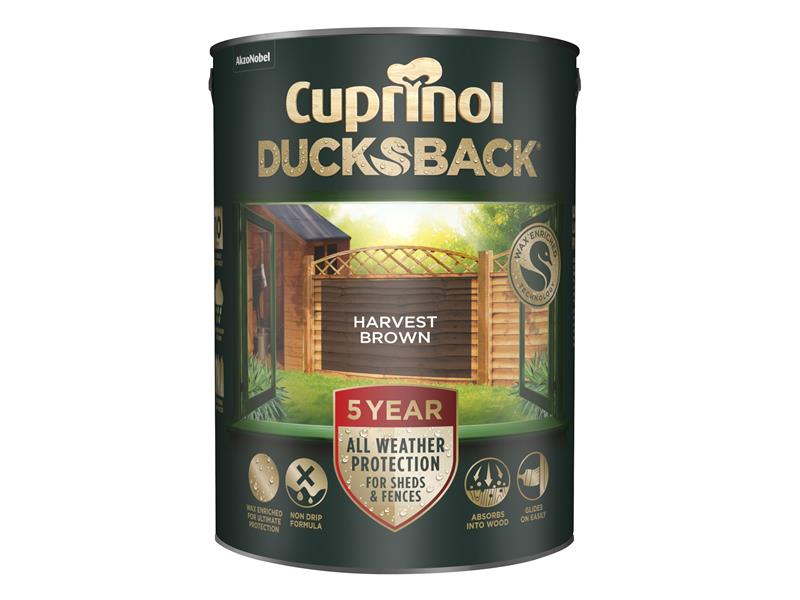 CUPDBHB5L - Ducksback 5 Year Waterproof for Sheds & Fences Harvest Brown 5 litre
