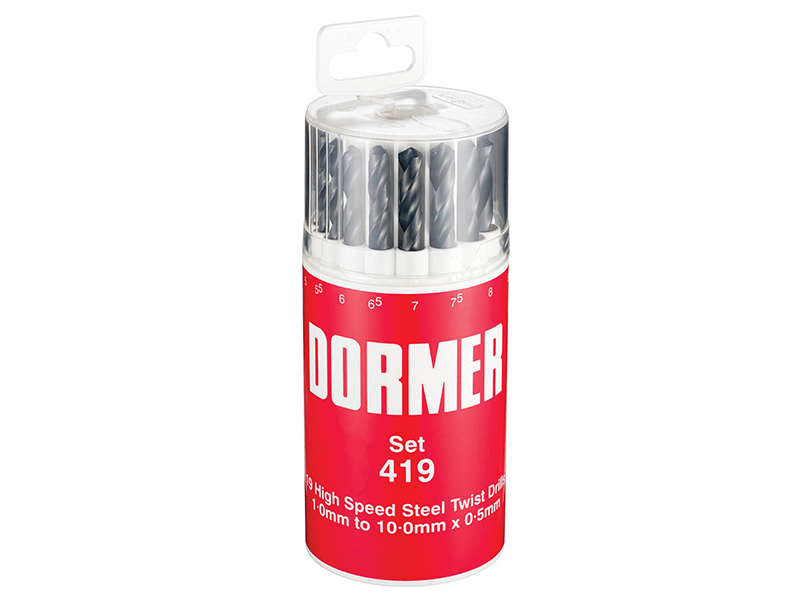 DORSET419 - A191 No.419 Metric HSS Drill Set of 19 1.0-10.0 x 0.5mm