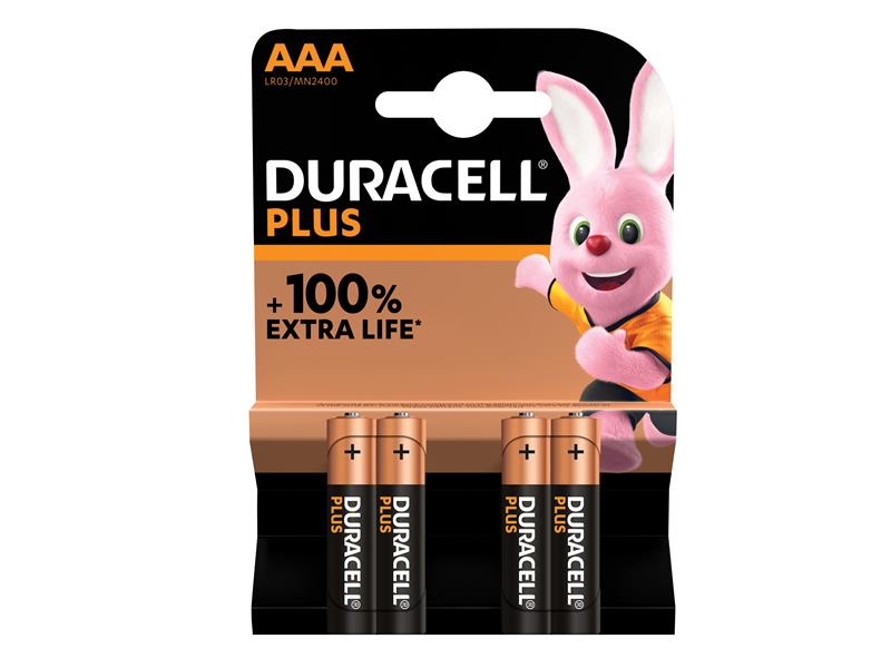 DURAAA100PP4 - AAA Cell Plus Power +100% Batteries Pk4