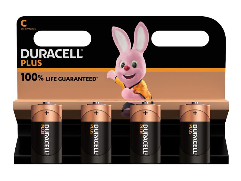 C Cell Plus Power +100% Batteries Pk4