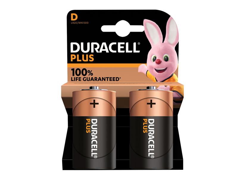 D Cell Plus Power +100% Batteries Pk2