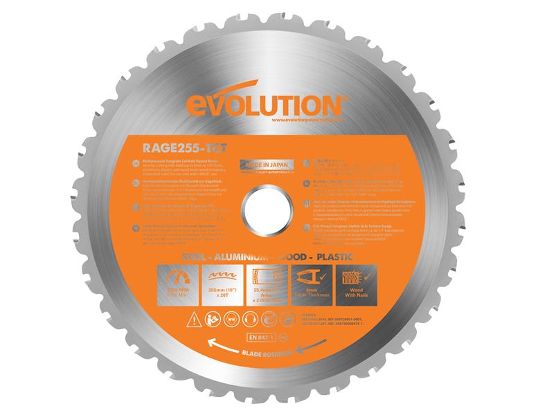 EVL255MULTI - Multi-Material Mitre Saw Blade 255 x 25.4mm x 28T