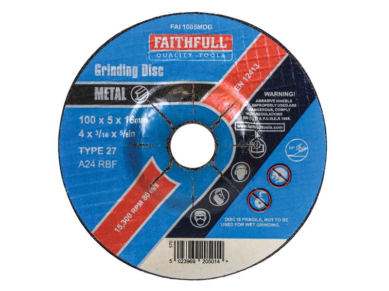 FAI1005MDG - Depressed Centre Metal Grinding Disc 100 x 5 x 16mm