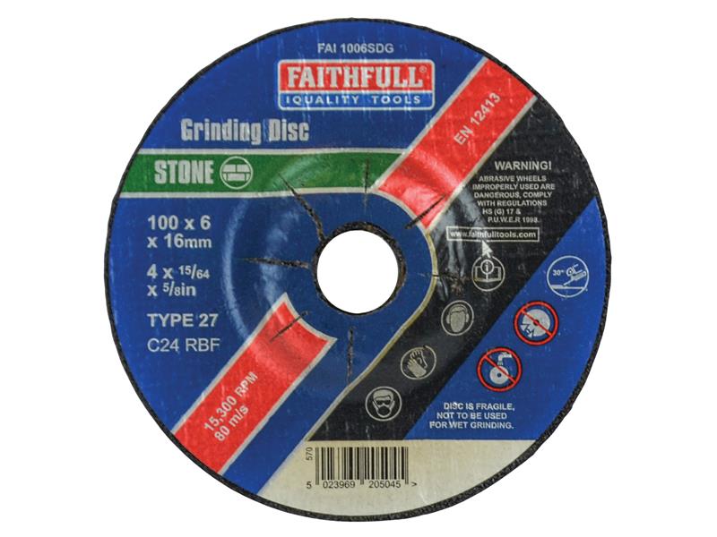 FAI1006SDG - Depressed Centre Stone Grinding Disc 100 x 6 x 16mm