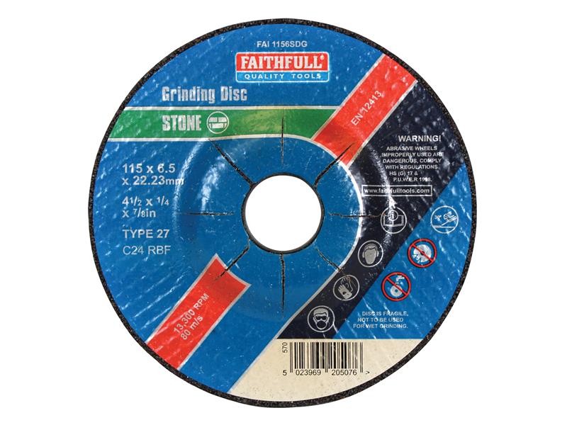 FAI1156SDG - Depressed Centre Stone Grinding Disc 115 x 6 x 22.23mm